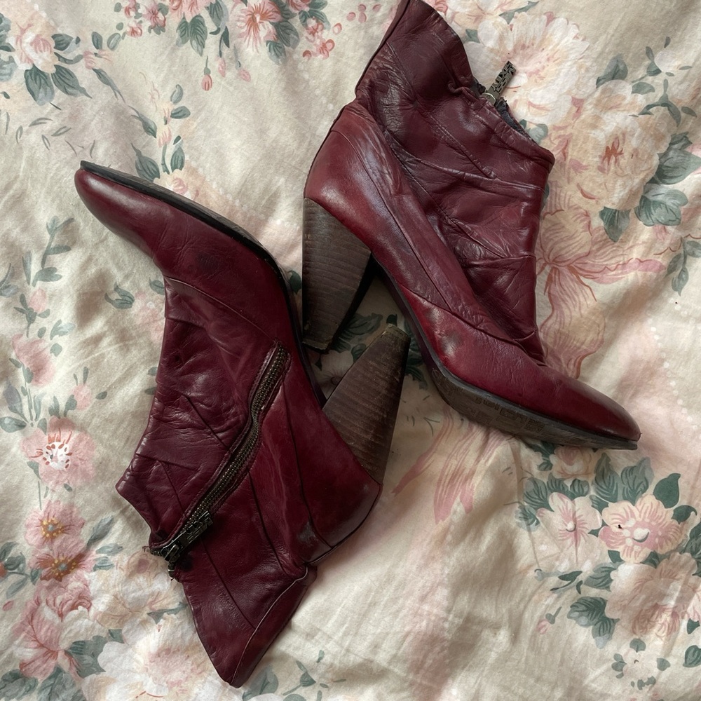 Burgundy Heeled Boots